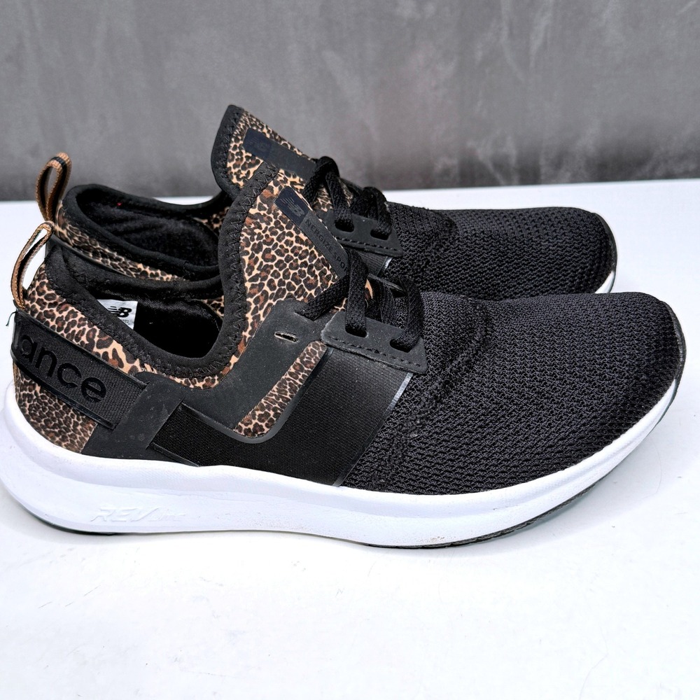Womens New Balance FuelCore Nergize V1 Black/Leopard Sneakers Sz 7B Athletic